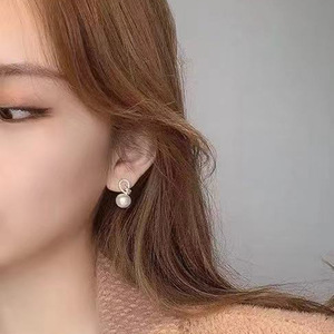 Accessoires en argent S925 pour la création de bijoux, plateau vide avec perles rondes de 8-10 mm, boucles d'oreilles pendantes tendance 21237 - Product Image 3