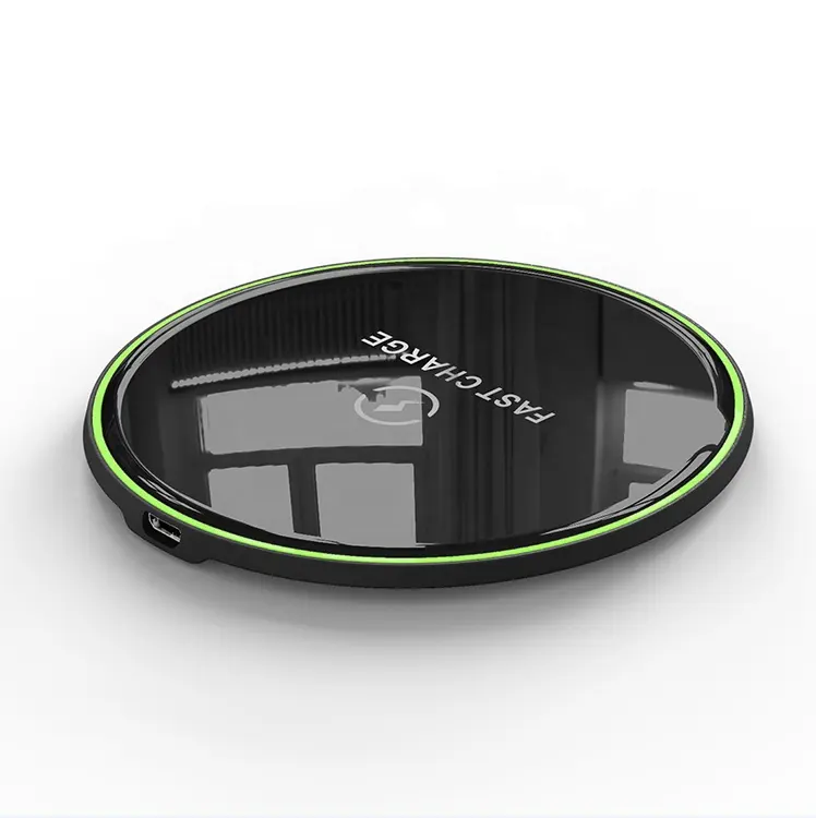 Mirror q1 certificated 10W cordless fast charging Wireless Charger Pad charger plates glass