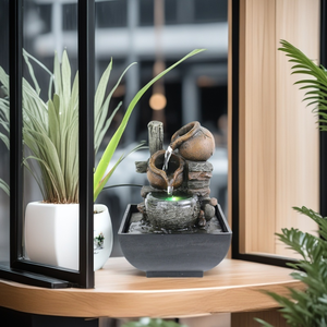 Mini Fontaine <span class=keywords><strong>de</strong></span> Rocaille Bonsaï, Cascade en Résine à Alimentation USB <span class=keywords><strong>avec</strong></span> <span class=keywords><strong>Bassin</strong></span> Suspendu, Sculpture Zen pour Décoration <span class=keywords><strong>de</strong></span> Table - Product Image 3