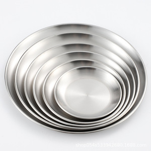 <span class=keywords><strong>Vajilla</strong></span> de acero inoxidable 304 coreana, bandeja dorada gruesa, plato de barbacoa, plato clásico para acampar, servir fruta, pastel, plato de hueso de plástico - Product Image 4