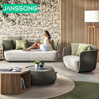 Ensemble de mobilier de jardin en rotin tressé personnalisé pour extérieur, avec structure métallique, canapé, pour hôtel, résistant à l'eau, durable, pour les loisirs