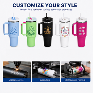 20 unidades de vasos térmicos de acero inoxidable de 40 oz con grabado láser personalizado, con tapa y pajita, desde almacén de EE. UU. - Product Image 3