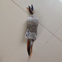 Jouet pour chat en fourrure de lapin avec plumes, fourrure véritable, fait main, jouets pour chats, jouet en fourrure de lapin moelleux avec plumes