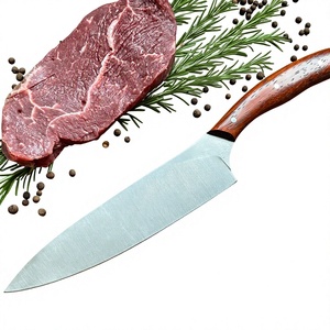 Couteau de cuisine de qualité industrielle, lame en acier à haute teneur en carbone, manche en bois, design à pointe clip, épaisseur de 1,25 mm, bouton de réglage pour la viande - Product Image 1