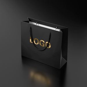 Sac de shopping en carton élégant et luxueux avec logo personnalisé imprimé et poignée en ruban pour boutique de vêtements, cadeau personnalisé - Product Image 1