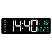 Jam Dinding Digital Besar Layar LED Tampilan Suhu Tanggal Minggu Kalender Kontrol Jarak Jauh Lampu RGB untuk Ruang Tamu Kamar Tidur