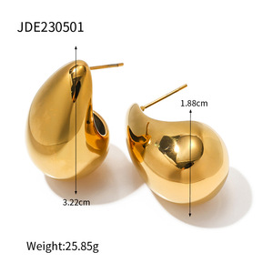 Boucles d'oreilles pendantes en forme de goutte d'eau pour femmes, design avancé Linfor, plaqué or 18 carats - Product Image 4