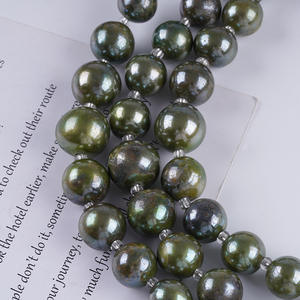 Edison Round <b>Beads</b> 18cm 13-17mm Natural Freshwater Pearls White & Green Dyed DIY <b>Bracelet</b> Jewelry <b>Bead</b> Loose Pearls - Product Image 4