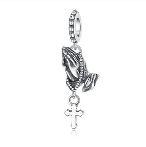 <b>Cute</b> White Brass Cross Angel Zircon Charms Exquisite Religious Style Unisex DIY Jewelry Pendant Set - Product Image 3