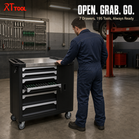 Armoire de rangement pour garage RT TOOL avec outils, chariot à outils à 7 tiroirs, organisateur d'atelier de mécanique
