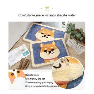 Alfombra de doble capa <span class=keywords><strong>para</strong></span> decoración del hogar, alfombrilla antideslizante absorbente <span class=keywords><strong>para</strong></span> el suelo, color amarillo, con bonito perro pequeño - Product Image 6