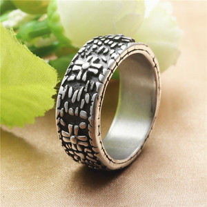 Men's Retro Silver Cross Pattern Stainless Steel <b>Ring</b> Everyday Wear Jewelry - Product Image 2