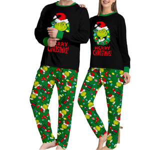 Pijamas Navideños Familiares a Juego de Punto Casual para Mujer Green Home, Manga Larga, Cintura Elástica, Secado Rápido, Primavera - Product Image 4