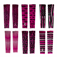 FQ personnalisé rose ruban bras couverture Compression bras manches Protection solaire sport léger bras protecteurs Sublimation
