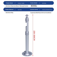 Support de caméra de sécurité et de vidéosurveillance en alliage d'aluminium réglable de 150-40 cm pour tube de 28 mm
