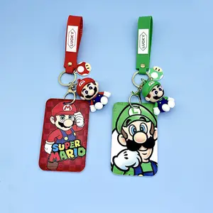 Draagbare Hals Telefoon Polyester Lanyard Custom Kaart Case Cadeau Schattige Cartoon Mario Lanyards Anti-Verloren Naam Badge Bus Id Kaarthouder