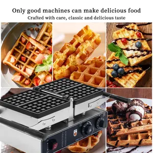 2 Scheiben Waffeleisen Maschine Kommerzieller Brot bäcker mit Antihaft-Platten timer und Temperatur regelung - Product Image 6