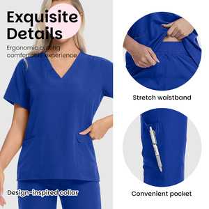 Women's <b>Scrub</b> Uniform Set Short Sleeve Breathable Quick Drying For Medical Staff Nurses Doctors Veterinarians - Product Image 3