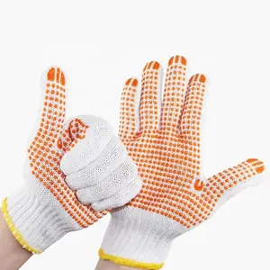 Guantes de goma y algodón con lunares, manoplas punteadas de PVC con dedos flexibles, trabajo de seguridad