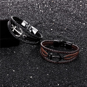 Silver Plated Anchor Wrap <b>Bracelet</b> Unisex Braided PU Leather Classic Fashion Jewelry Gift For Men Women - Product Image 4