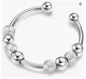 S925 Anti Anxiety Sterling <b>Silver</b> <b>Adjust</b> Spinner <b>Ring</b> With Bead Spinner Fidget <b>Rings</b> for Anxiety Relief Jewelry for Women Men - Product Image 6