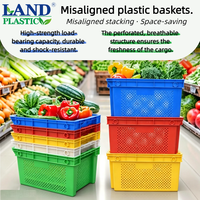 Panier empilable perforé en plastique pour produits frais 62L, capacité 50KG, boîte solide pour le stockage de légumes et de fruits en logistique