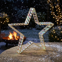 Lampe de table LED étoile à cinq branches argentée, cadre en fer holographique, pour fêtes et événements