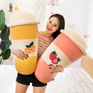 New creative fruit boba milk tea cup soft plush toy kawaii soft 40-70cm fruit milk tea cup pillow plush toy