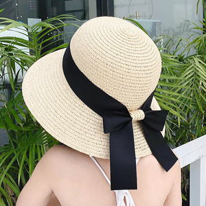 Chapeau seau Panama mode pliable chapeau de paille femmes été ombre Protection solaire en plein air <span class=keywords><strong>plage</strong></span> vacances <span class=keywords><strong>plage</strong></span> casquette de <span class=keywords><strong>plage</strong></span> - Product Image 3