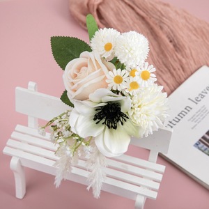 Bouquet de fleurs artificielles CallaFloral, rose blanche, marguerite, camélia, décoration de mariage et de maison CF01215 - Product Image 1
