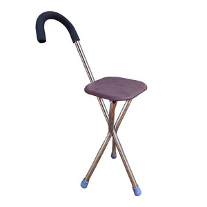 <b>Folding</b> Walking Stick With <b>Stool</b> 75cm Stainless Steel Lightweight Portable Cane Chair For Seniors Outdoor Use - Product Image 5