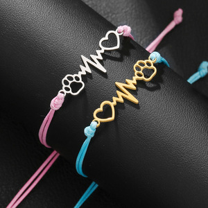 Heart Stainless Steel Braided <b>Bracelet</b> Set Adjustable <b>Couple</b> Gift Jewelry D2230-1 - Product Image 3