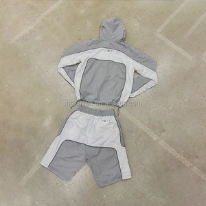 Custom Jogger Suit Two Piece Set Nylon Tracksuit for Men High Quality <b>Zip</b> <b>up</b> <b>Jackets</b> and Nylon Shorts Windbreaker Shorts Set - Product Image 2