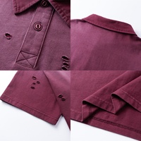 Polo pour homme de qualité supérieure, imprimé avec un logo décontracté, 100% coton, effet vieilli, 275 g/m², streetwear, t-shirt oversize à effet délavé pour homme