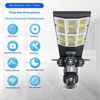 Caméra de sécurité solaire 4G WiFi IP66 avec éclairage de rue, en ABS, 3 objectifs, vision nocturne couleur panoramique HD à 360 degrés, contrôle par application, sans fil, pour cour