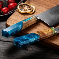 Couteau de cuisine Santoku à manche en résine et bois, couteau à désosser et à découper, ensemble de couteaux de cuisine, couteau de chef Damas VG10, vente chaude
