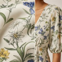 Gaun Maxi Wanita Viscose 120G Grosir, Model A-Line, Lengan Puff Mengembang, Motif Bunga Liar Alpine, Gaya Romantis Bavaria, Pinggang Alami, Bermotif Bunga