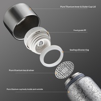 Thermos en titane pur à double paroi isolé sous vide, avec couvercle à ouverture rapide, grande capacité, pour utilisation en voiture, pour le thé