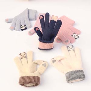 Automne hiver femmes fausse fourrure de vison mode <span class=keywords><strong>Panda</strong></span> Jacquard tricoté écran tactile doigt doux main sensation gants - Product Image 4