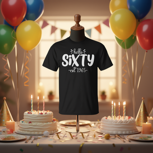 Camiseta Hello Sixty Est 1965, regalo de cumpleaños número 60 para hombres y mujeres, unisex, talla para adultos S M L XL XXL - Product Image 3