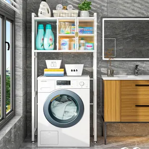 2024 Hochwertiges Badezimmer-Toiletten-Speicher-Rack Walzen-Waschmaschinen-Rack multifunktionaler Speicher-Schrank Aufbewahrungs-Rack