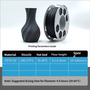 Filament d'imprimante 3D PETG-CF5 CF10 Series, finition noire mate, haute résistance à la traction, haute flexibilité, sans obstruction, sans traces, impression lisse, sans déformation - Product Image 3
