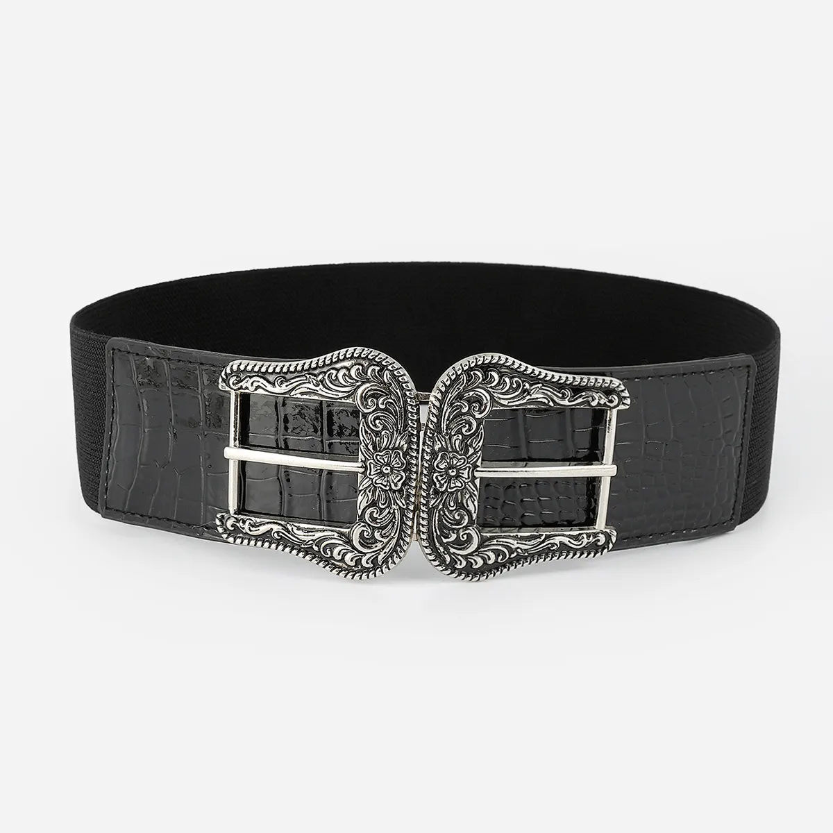 Elastic cloth elastic waistband belt girdle female wide decorative simple retro dress belt black