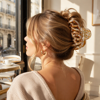 Grande pince à cheveux élégante en acétate, couleur dégradée, pince requin faite à la main, accessoire féminin pour le quotidien et les soirées