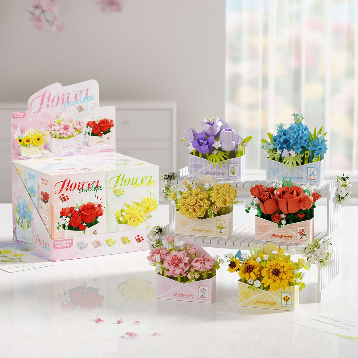 Boîte cadeau d'affichage de message de fleur S53
