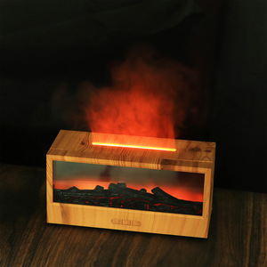 Humidificateur de cheminée à grain de bois clair YX-717, diffuseur d'arômes USB 5V de bureau avec télécommande et lumière d'ambiance flamme - Product Image 5