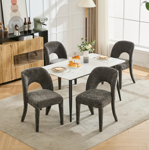 Ensemble de 2 chaises de salle à manger modernes en chenille grise imperméables avec dossier pour la maison, le bureau et l'appartement - Product Image 4