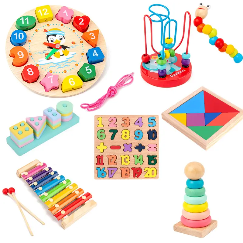 8 teile/satz Montessori Holz Regenbogen Blöcke Baby Xylophon Musik Spielzeug Holz Lernspiel zeug Für Kinder Lernen