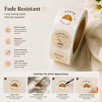 Autocollant personnalisé de toutes formes et tailles, étiquette couleur pleine, détails précis, imperméable pour boulangerie, boîte alimentaire, sac, livraison rapide