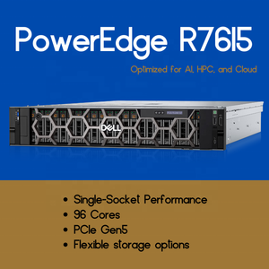 เซิร์ฟเวอร์ความหนาแน่นสูง R7615 2U รองรับ CPU EPYC แรม DDR5 หน่วยความจำ PCIe Gen5 NVMe รองรับ GPU สำหรับติดตั้งในแร็ค PowerEdge Server R7615 - Product Image 4